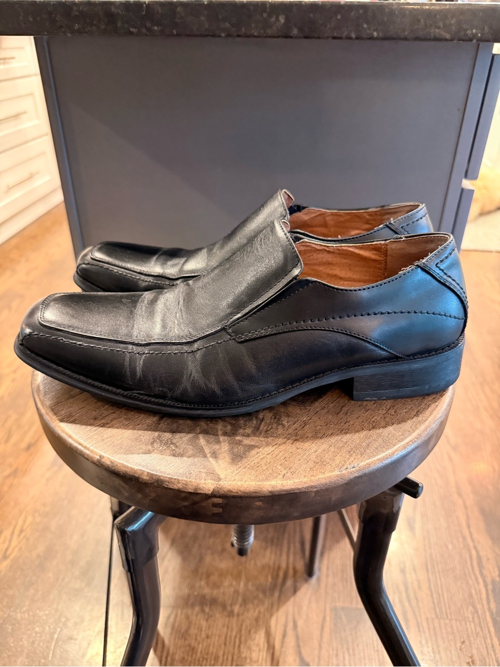 Classic Black Leather Slip-On Men’s Dress Shoes Joseph Abboud